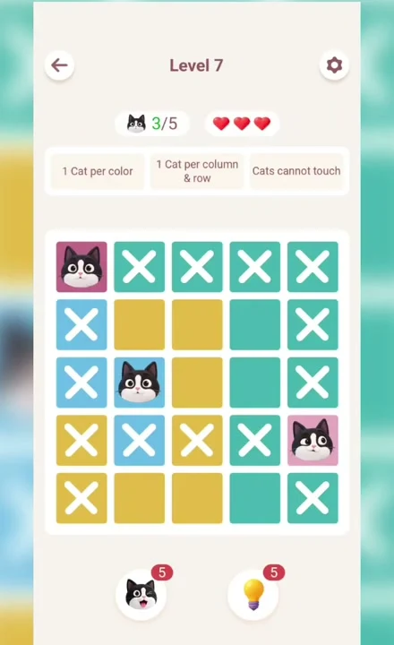 Meowdoku Level 7 progress screenshot from the original mobile game
