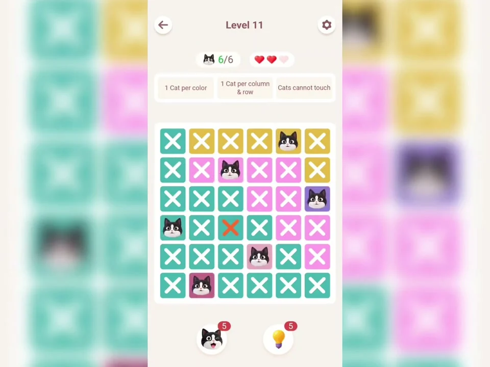Final Meowdoku Level 11 board in Nasir Ali Gamer’s original app recording.