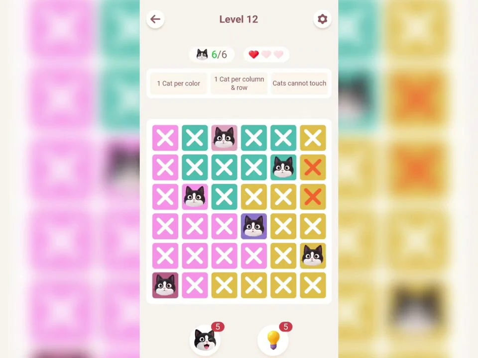 Final Meowdoku Level 12 board in Nasir Ali Gamer’s original app recording.