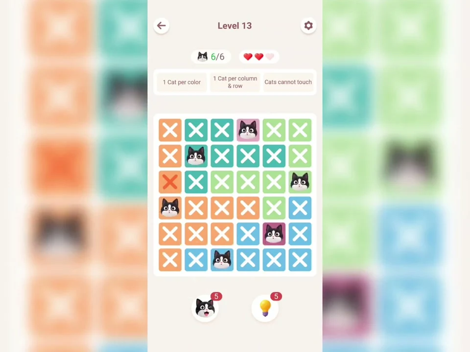 Final Meowdoku Level 13 board in Nasir Ali Gamer’s original app recording.