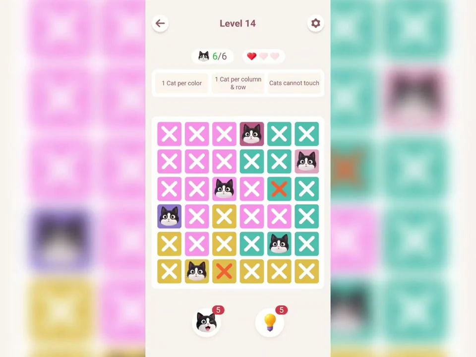 Final Meowdoku Level 14 board in Nasir Ali Gamer’s original app recording.