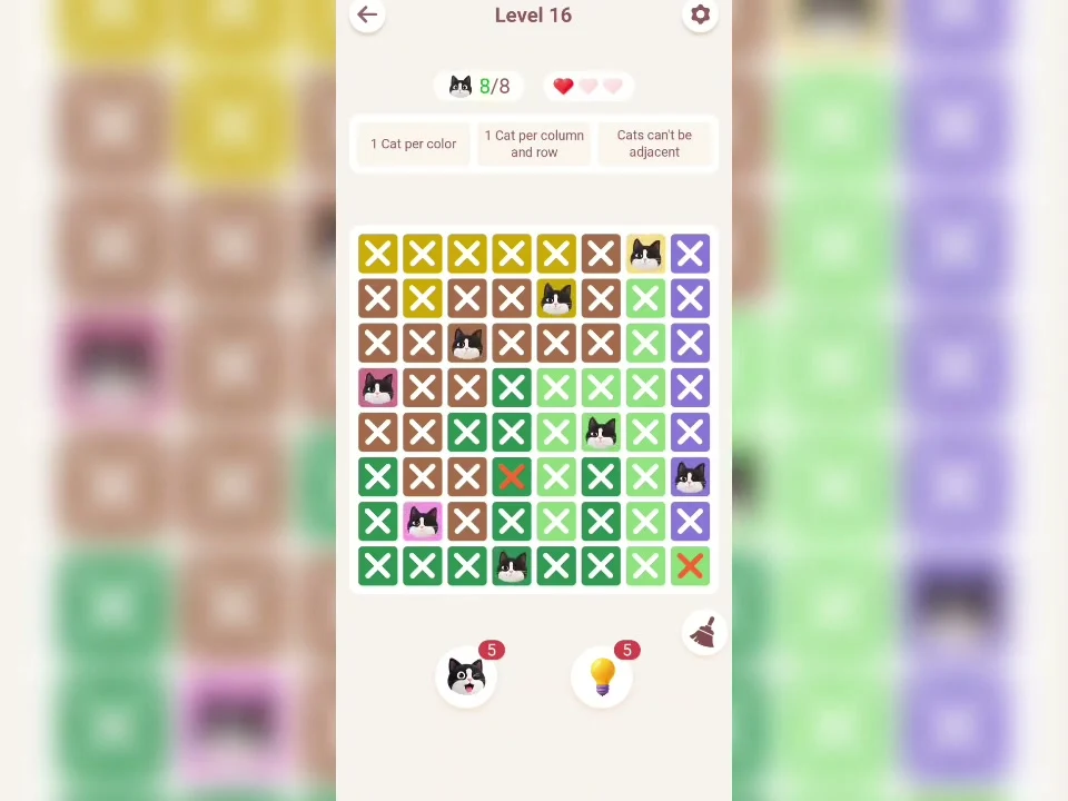 Final Meowdoku Level 16 board in Nasir Ali Gamer’s original app recording.