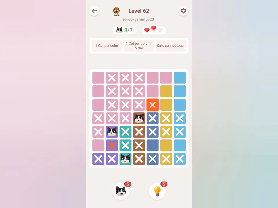Original Meowdoku Level 62 middle video frame at 0:16.
